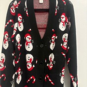 Festive Snowman Cardigan Sweater size M